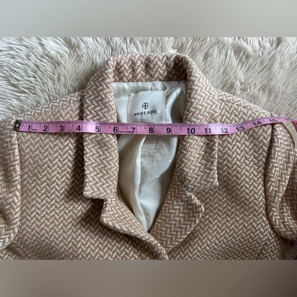 Anine Bing Beige Chevron Double-Breasted Blazer - Picture 16 of 16
